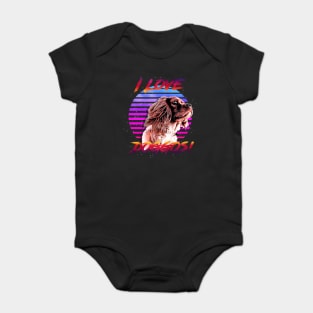 I Love Doggos (Spaniel) Retrowave Outrunner Baby Bodysuit